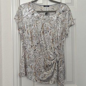 NWT MSK White, Silver & Gold metallic top, Women's size XL